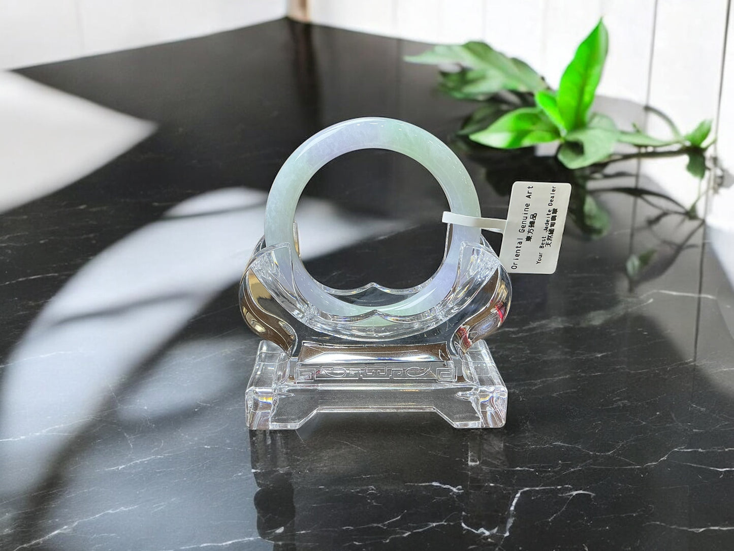 天然緬甸翡翠春彩圓條手鐲(圈口 51)