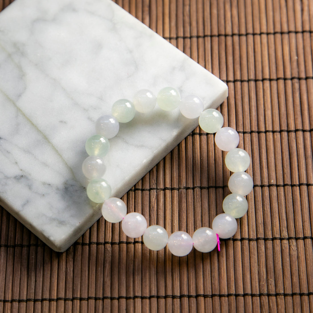 天然緬甸翡翠春彩珠串手鏈