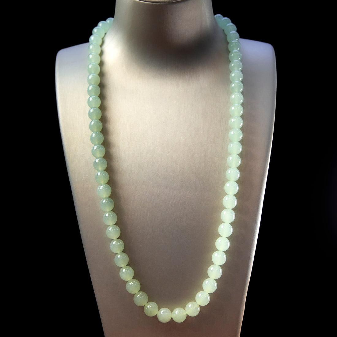 天然緬甸翡翠冰淡綠珠串