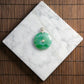 18K白金鑲鑽天然緬甸翡翠冰飄綠色根平安扣吊墜