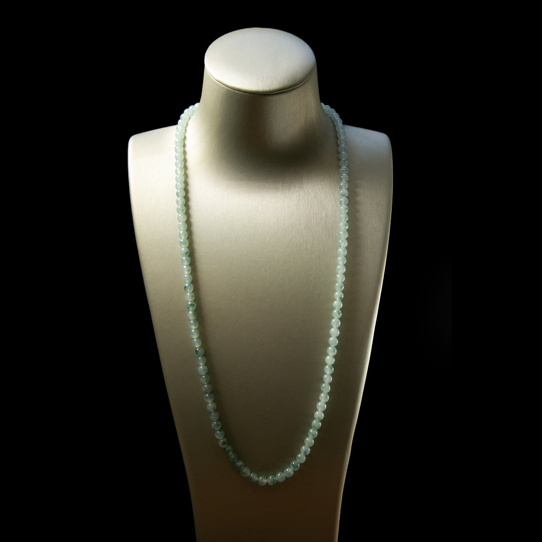 天然緬甸翡翠冰飄藍花珠串