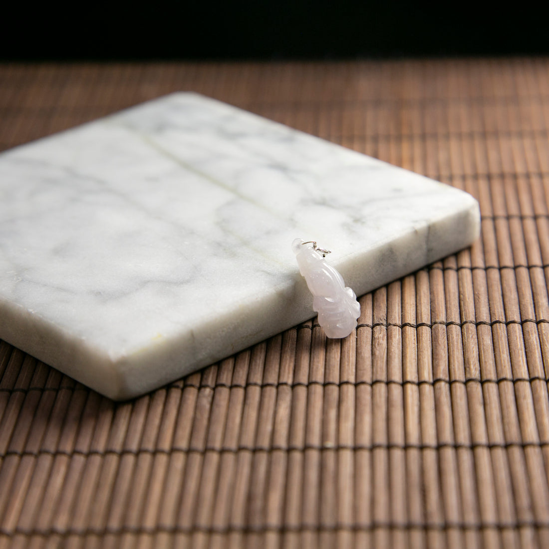 Natural Burmese Jade Icy Lavender Fish Pendant