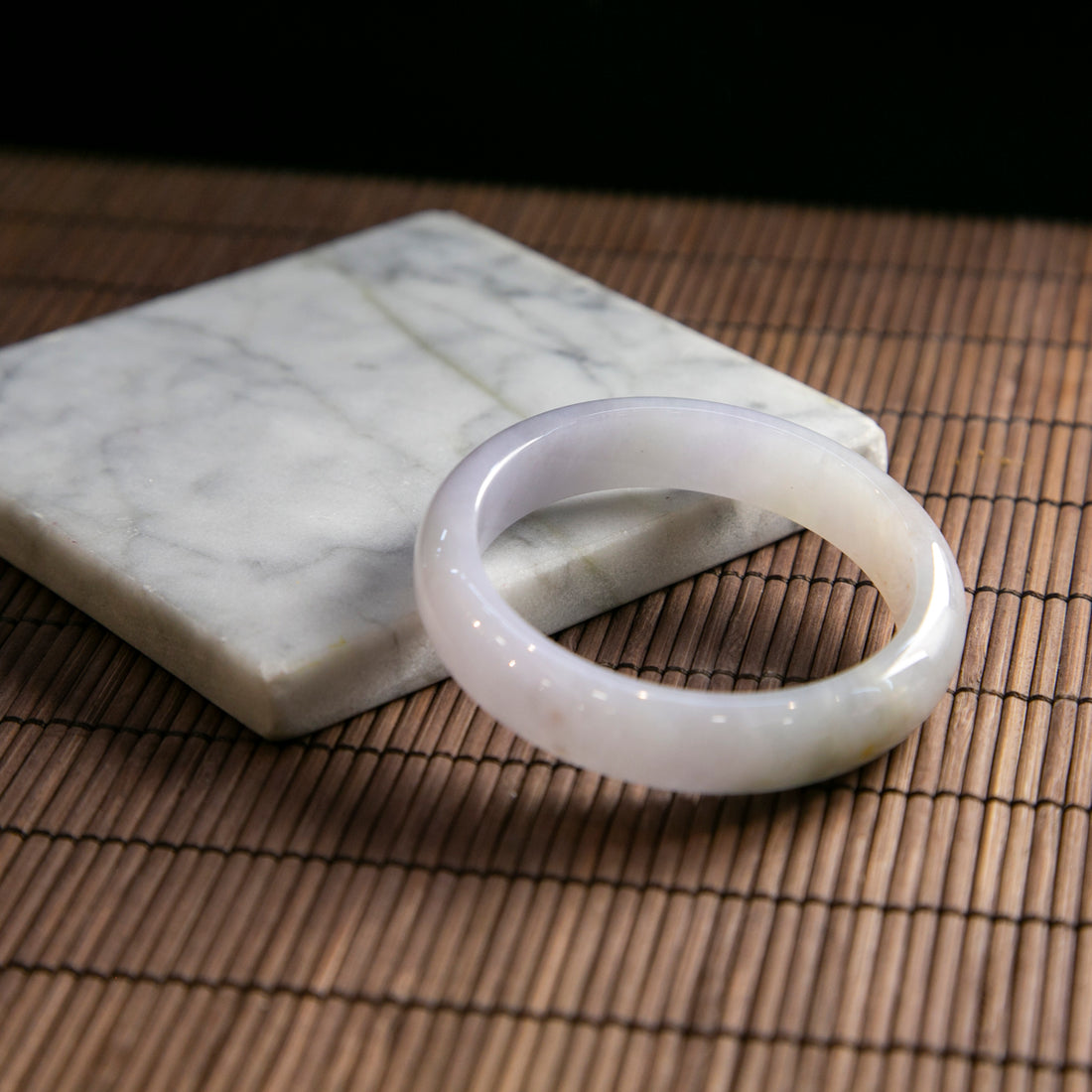 天然緬甸翡翠粉紫灑金正圈手鐲 (適合圈口 52-54)