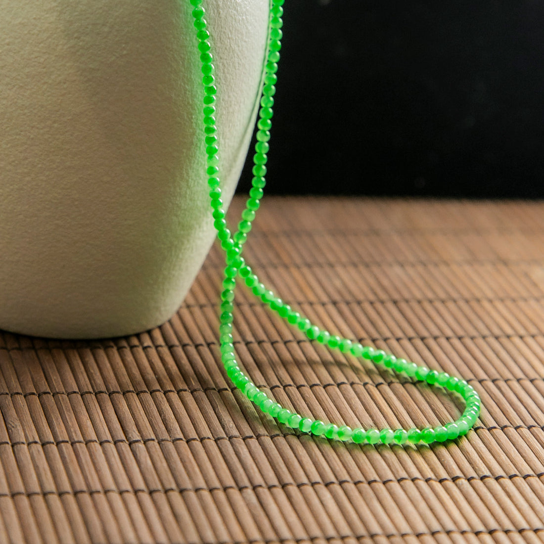 天然緬甸翡翠冰陽綠飄花小米珠串