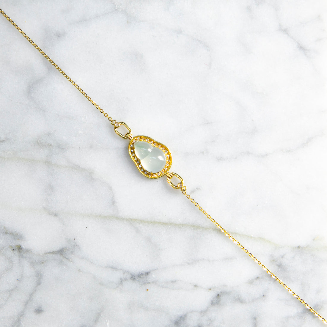 18K黃金鑲鑽天然緬甸翡翠高冰葫蘆手鍊