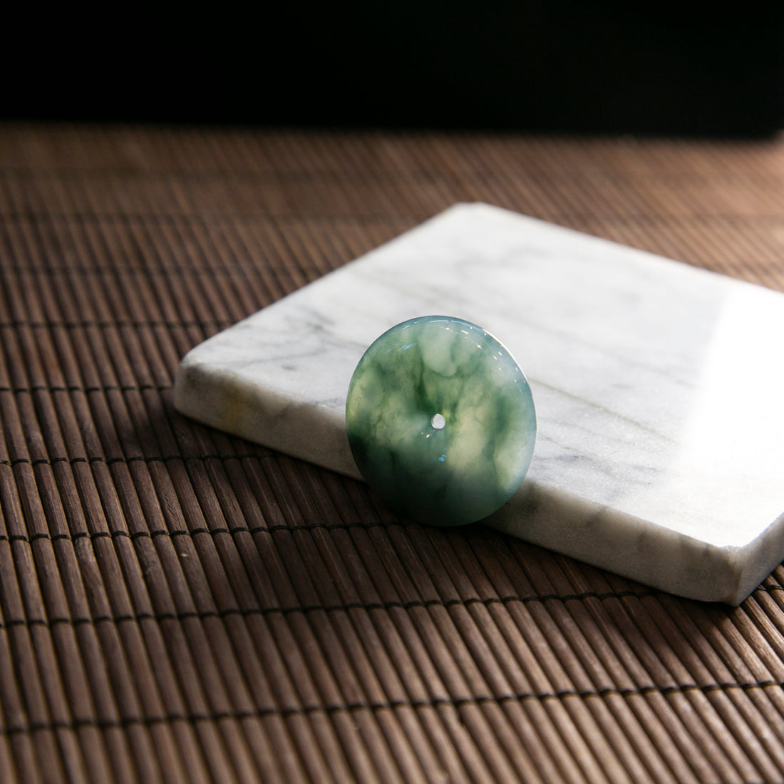 天然緬甸翡翠老藍平安扣