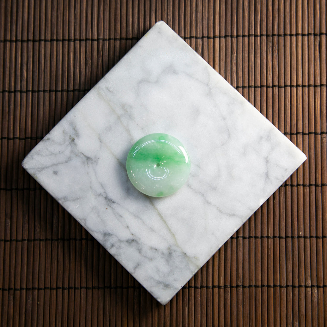 天然緬甸翡翠白底青平安扣