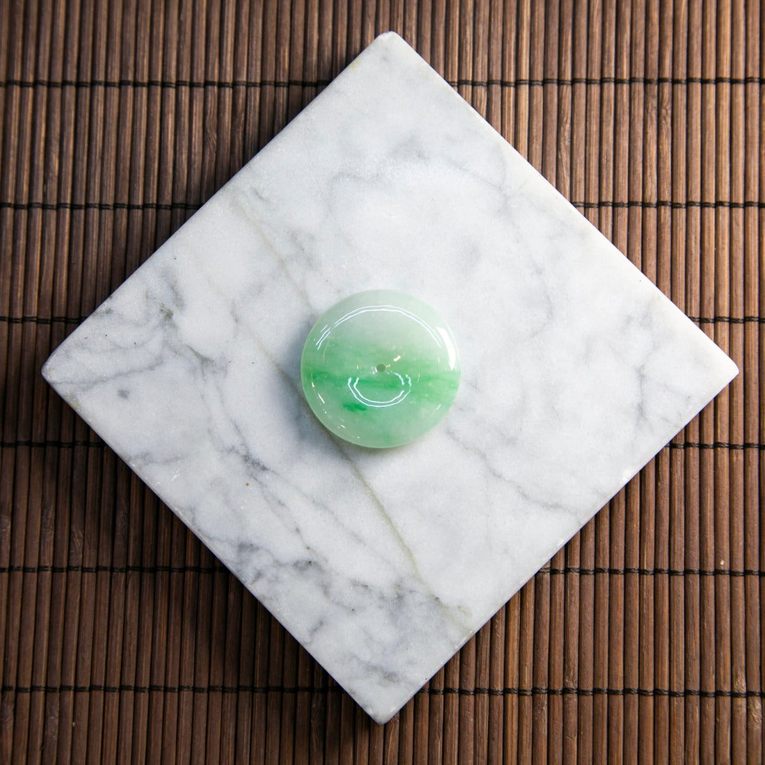 天然緬甸翡翠白底青平安扣