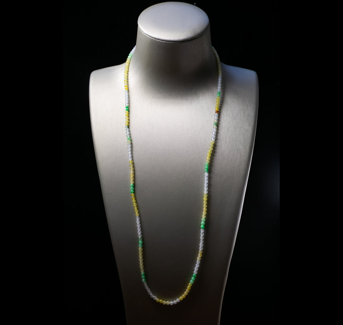 天然緬甸翡翠冰種多寶小米珠串