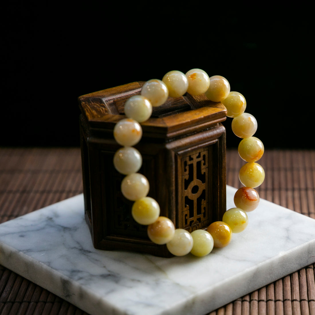 天然緬甸翡翠黃翡大珠手串