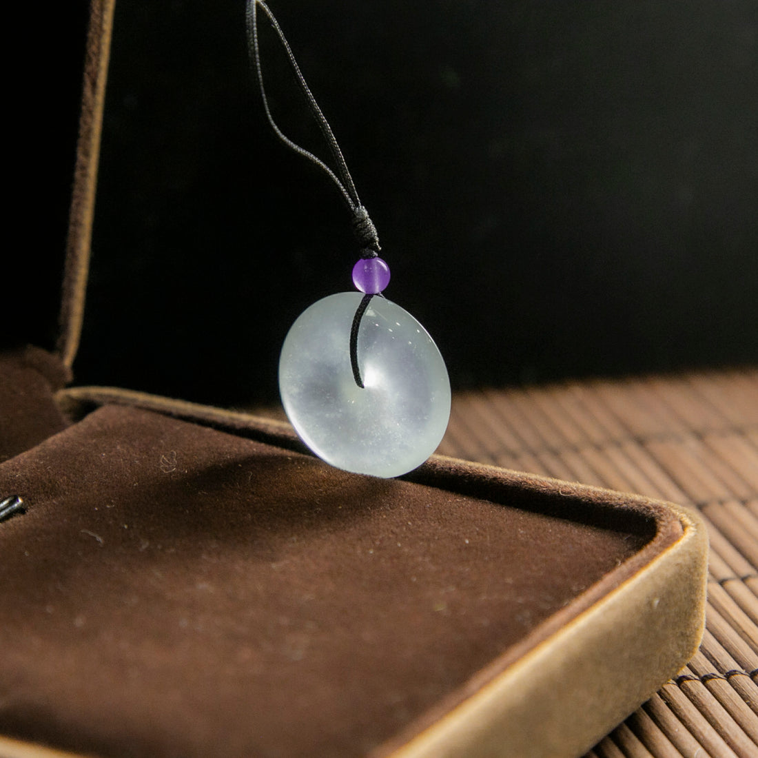 天然緬甸翡翠光感高冰淺藍平安扣