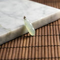 18K Gold Natural Burmese Jade Light Green Bean Pendant