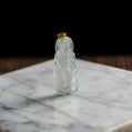 18K Gold Natural Burmese Jade Icy White Guanyin Pendant