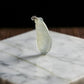 18K Gold Natural Burmese Jade Icy White Loofa Pendant