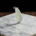 18K Gold Natural Burmese Jade Icy White Loofa Pendant