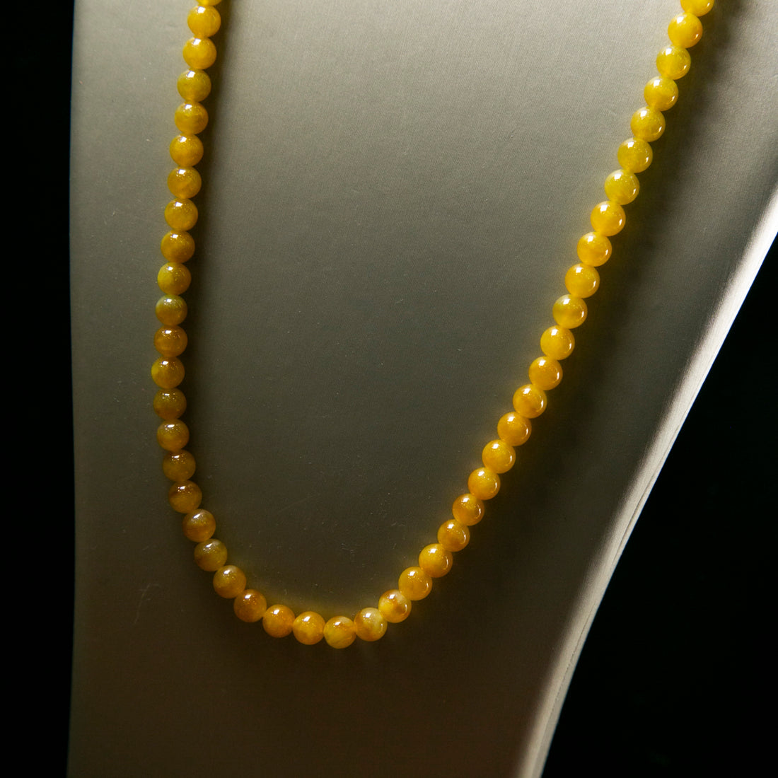 天然緬甸翡翠黃翡珠串