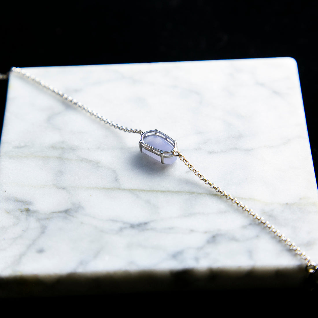 S925 Natural Burmese Jade Lavender Piao Hua Bracelet