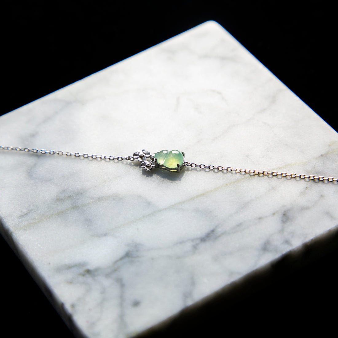 S925 Zircon Natural Burmese Jade Icy Light Green Gourd Bracelet