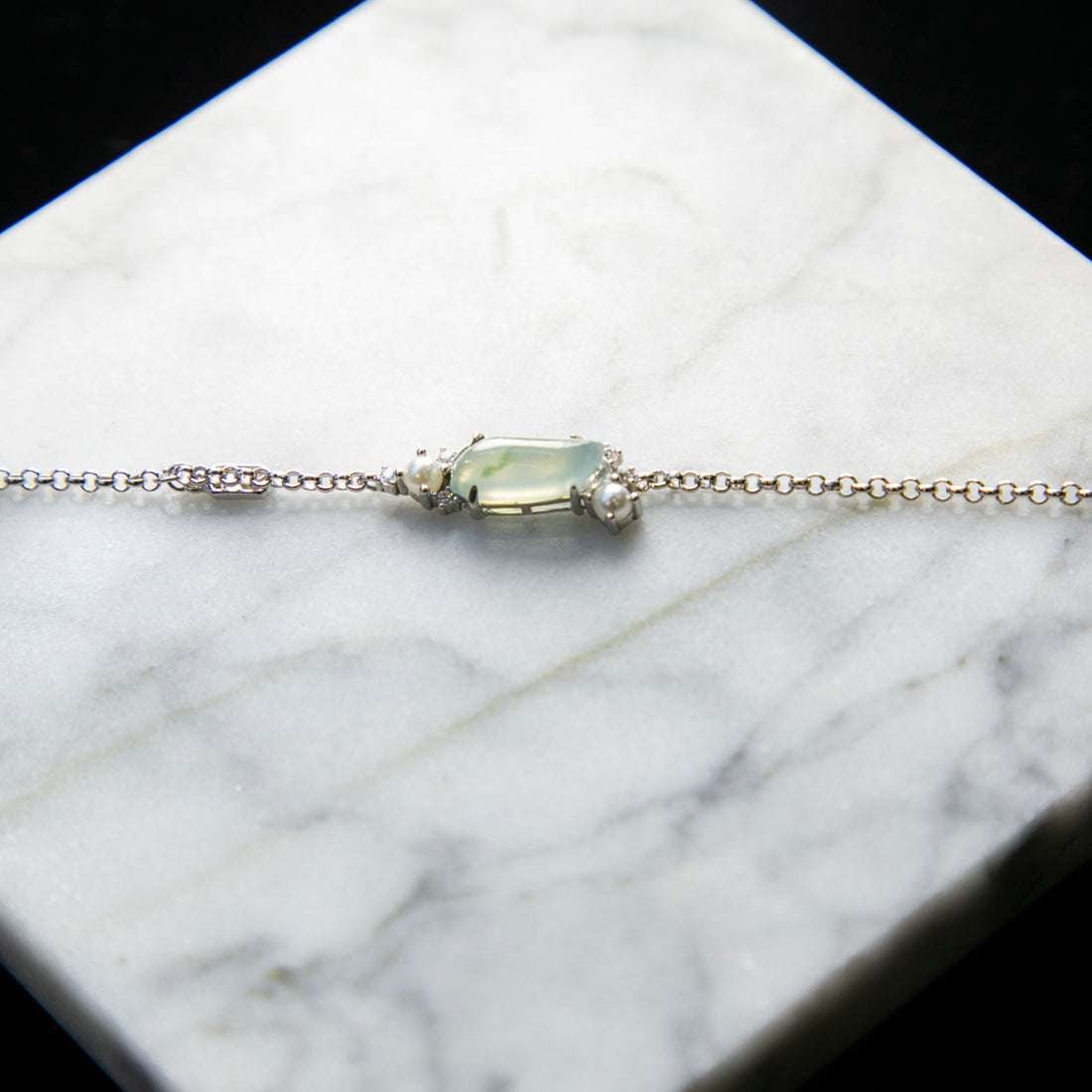 S925 Zircon Natural Burmese Jade Piao Hua Bracelet