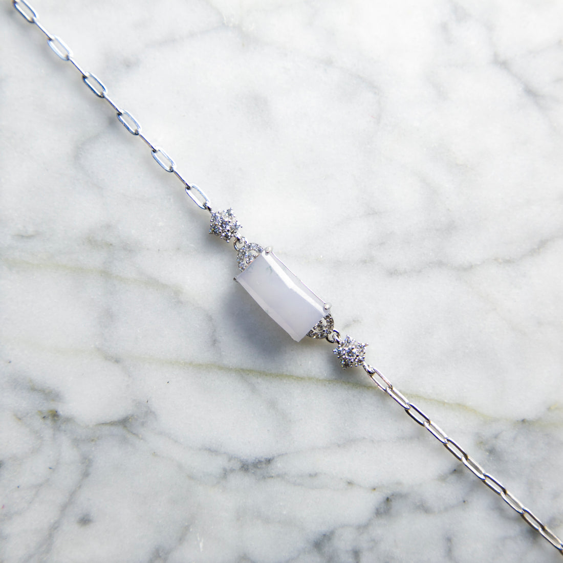 S925 Zircon Natural Burmese Jade Lavender Piao Hua Bracelet