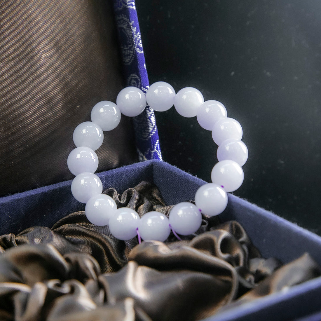 天然緬甸翡翠紫羅蘭大珠珠串