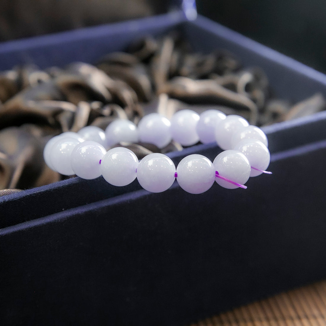 天然緬甸翡翠紫羅蘭大珠珠串