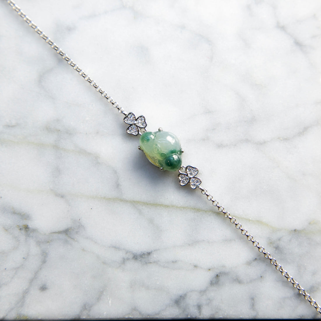 S925 Zircon Natural Burmese Jade Piao Hua Crab Bracelet