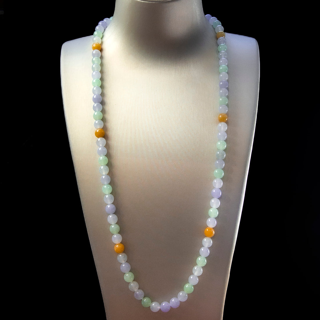 天然緬甸翡翠濃色冰多寶大珠珠串