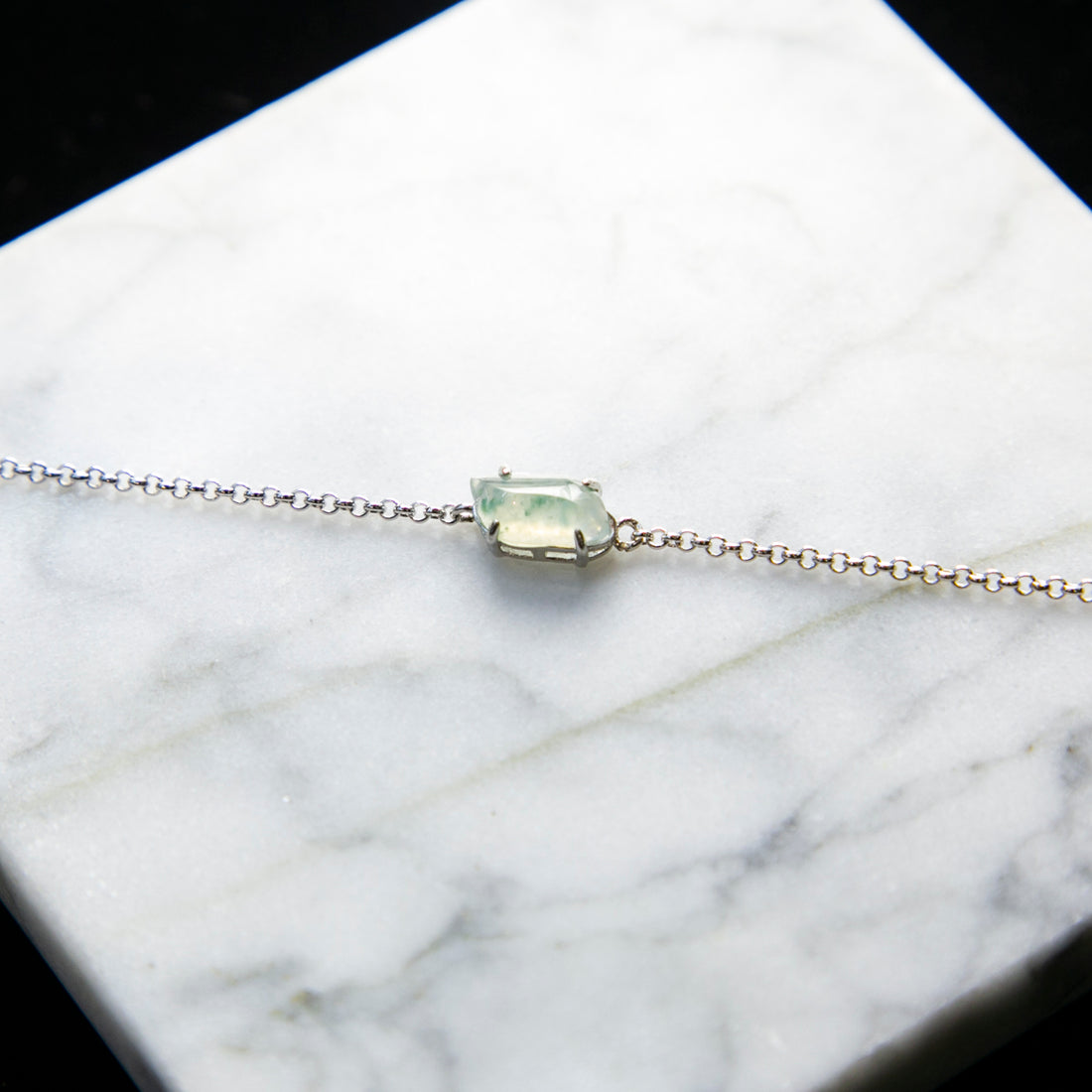 S925 Natural Burmese Jade Icy Piao Hua Bracelet