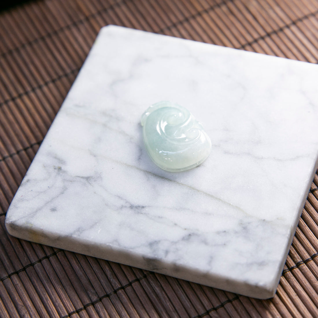 Natural Burmese Jade Light Green Ruyi Carved Jade