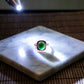 18K Platinum Diamond Natural Burmese Jade Ink Jade Cabochon Ring