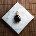 18K Gold Diamond Natural Burmese Jade Ink Jade Big Cabochon Pendant