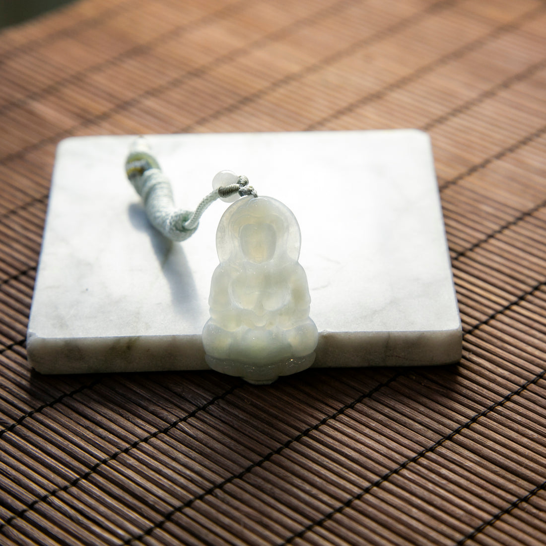 天然緬甸翡翠白觀音吊墜