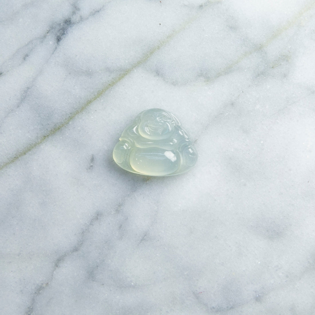 天然緬甸翡翠冰白笑佛裸石