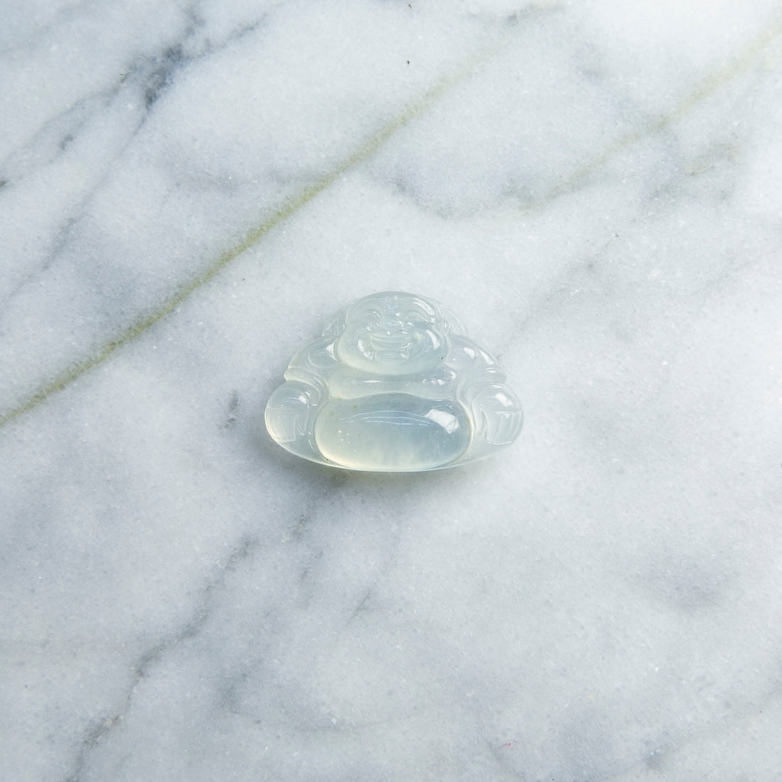 天然緬甸翡翠冰白笑佛裸石