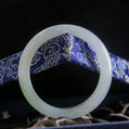 Natural Burmese Jade Icy Green & Purple Half Circle Bangle (Fits 54-56mm Wrists)
