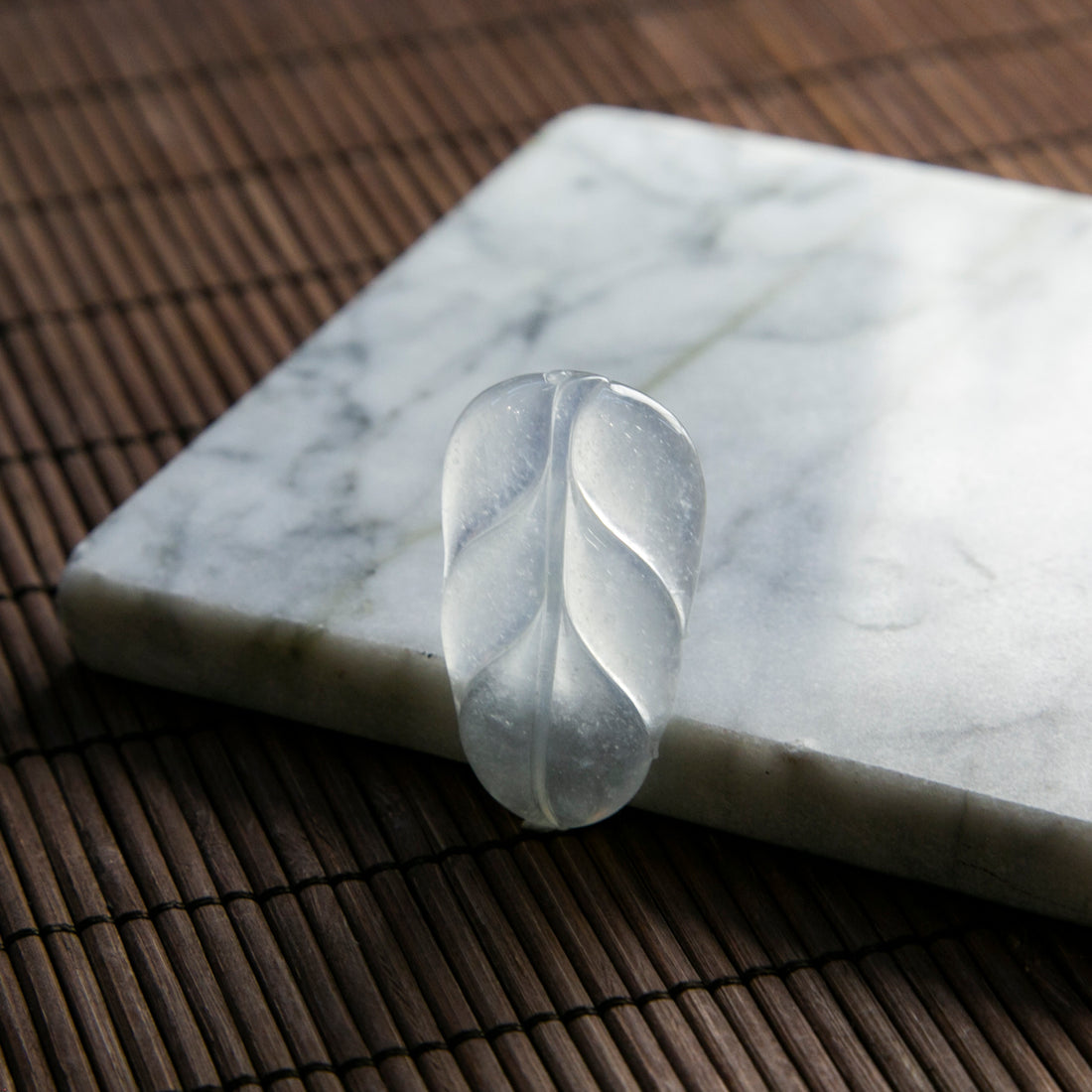 天然緬甸翡翠冰白葉片裸石