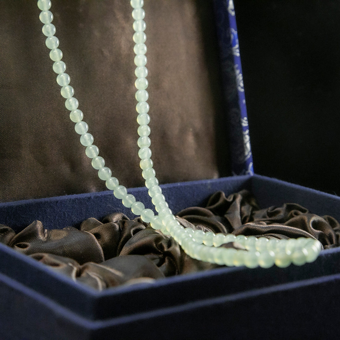 Natural Burmese Jade Icy Light Green Piao Hua Beaded Necklace (6.0mm Beads)