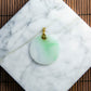 18K天然緬甸翡翠白底青圓牌吊墜