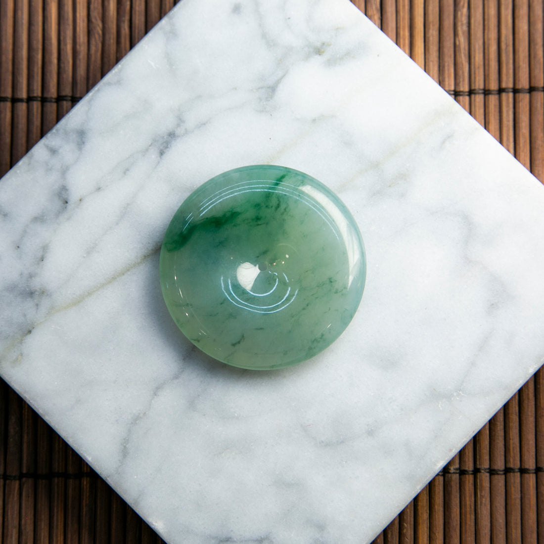 天然緬甸翡翠晴綠飄花平安扣