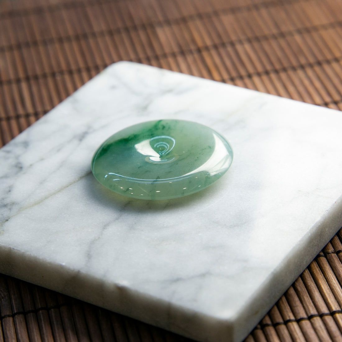 天然緬甸翡翠晴綠飄花平安扣