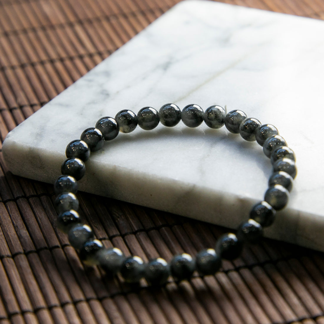 天然緬甸翡翠冰烏雞手串