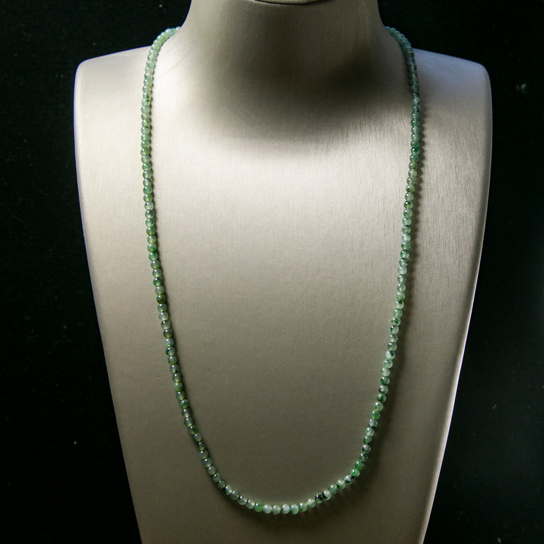 天然緬甸翡翠冰飄花小米珠串