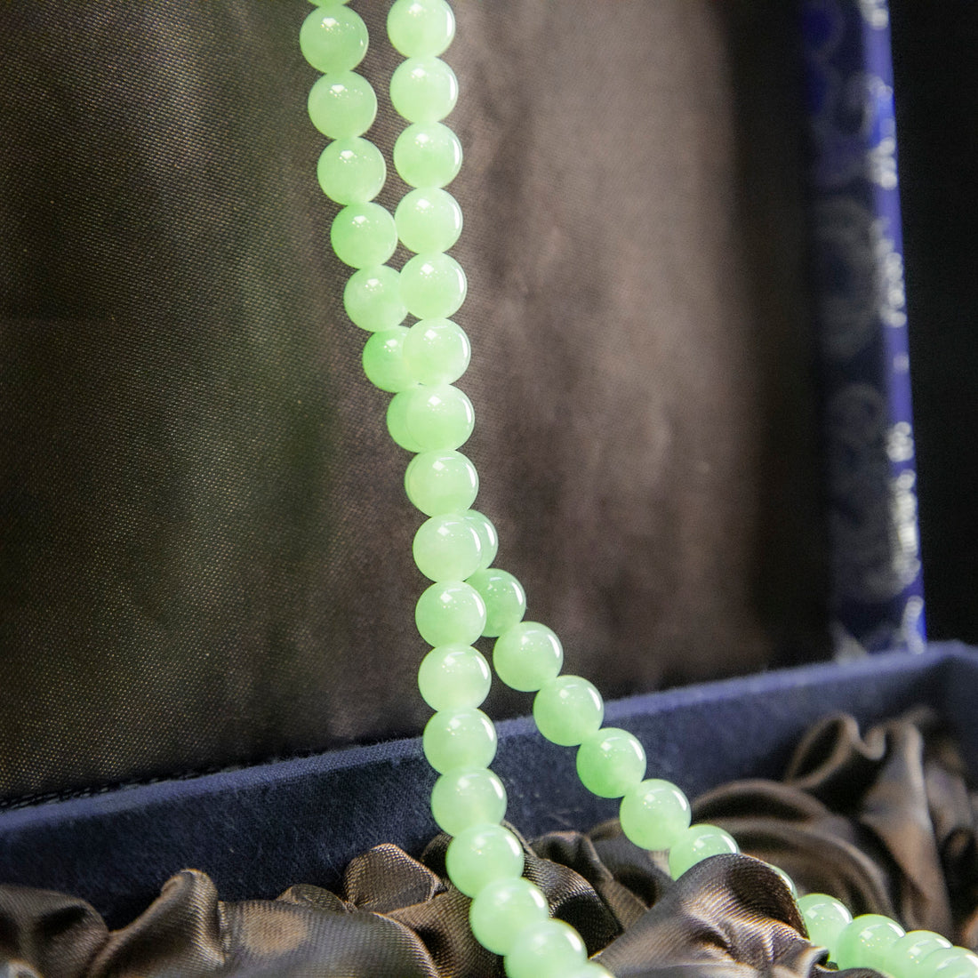 天然緬甸翡翠冰綠珠串 8.1mm