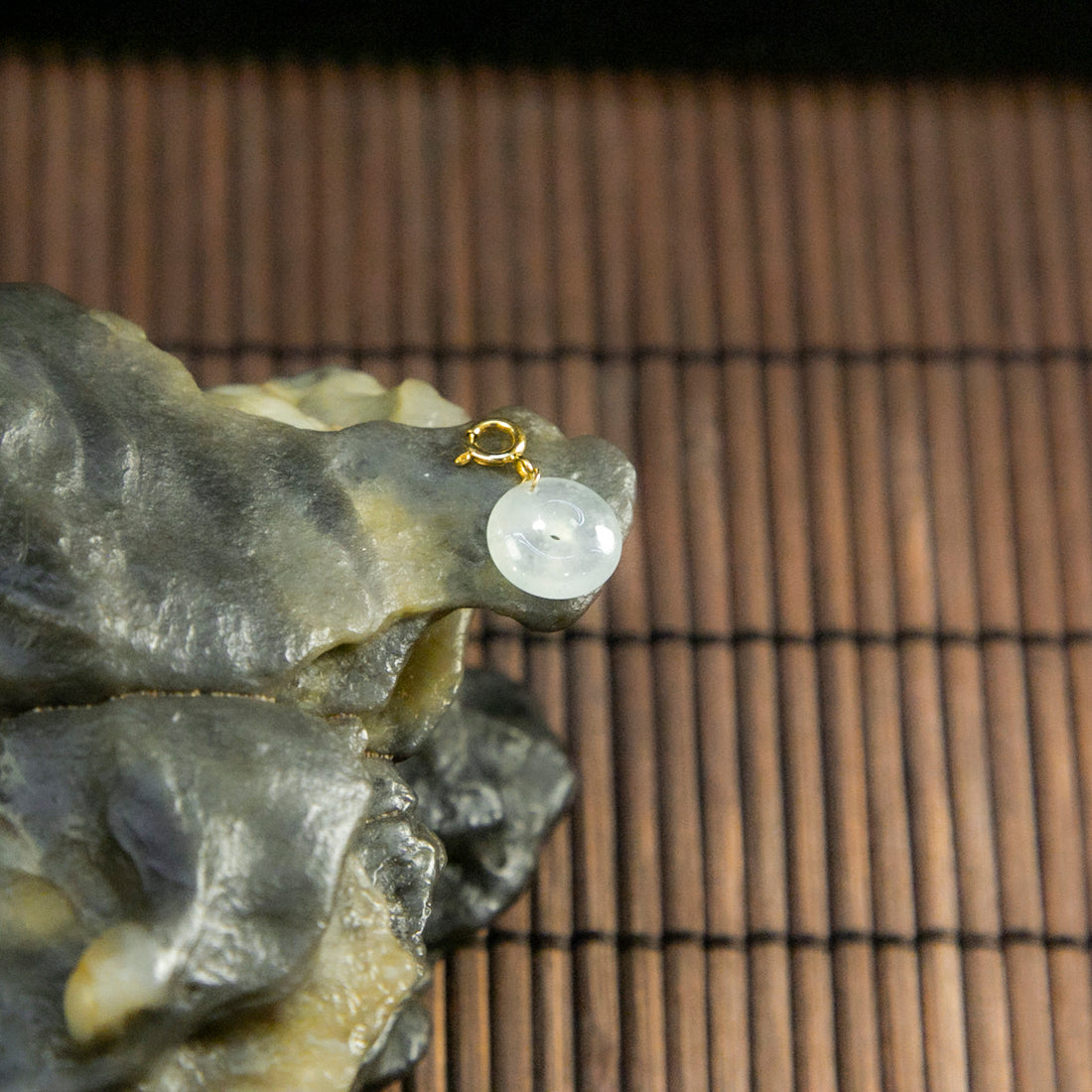 18K金天然緬甸翡翠冰飄花平安扣萬能扣小吊墜