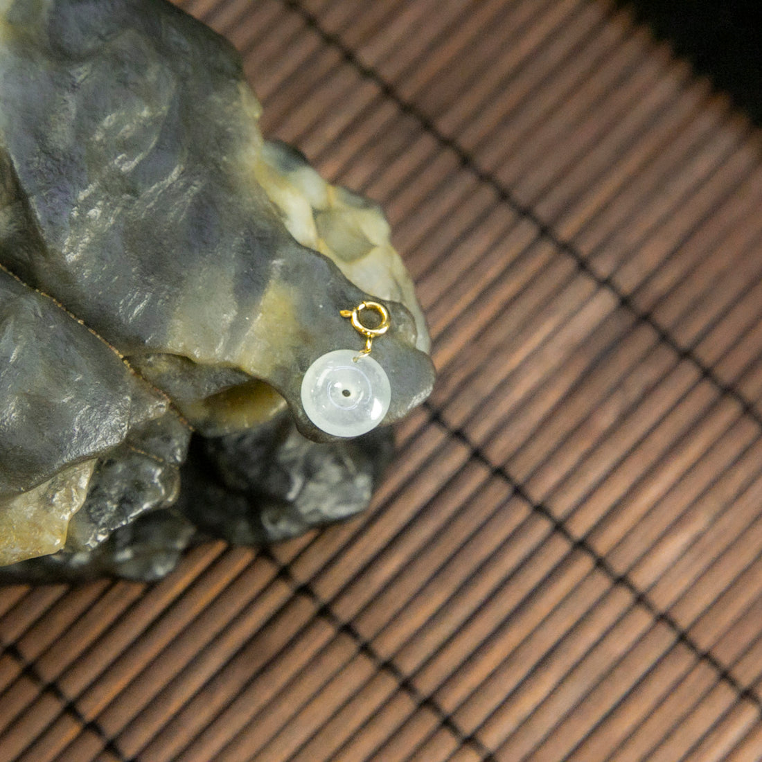 18K金天然緬甸翡翠冰飄花平安扣萬能扣小吊墜