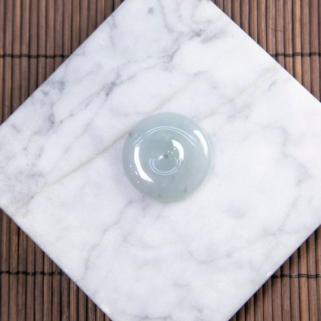 Natural Burmese Jade Blue Piao Hua Ping An Donut