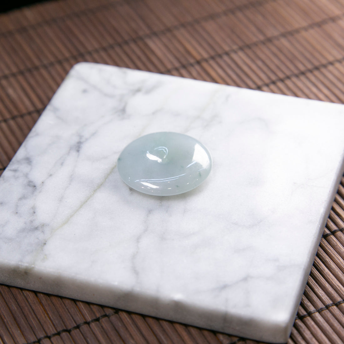 Natural Burmese Jade Blue Piao Hua Ping An Donut