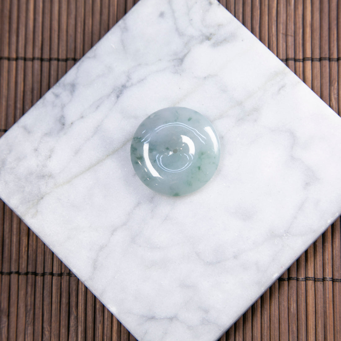 Natural Burmese Jade Blue Piao Hua Ping An Donut