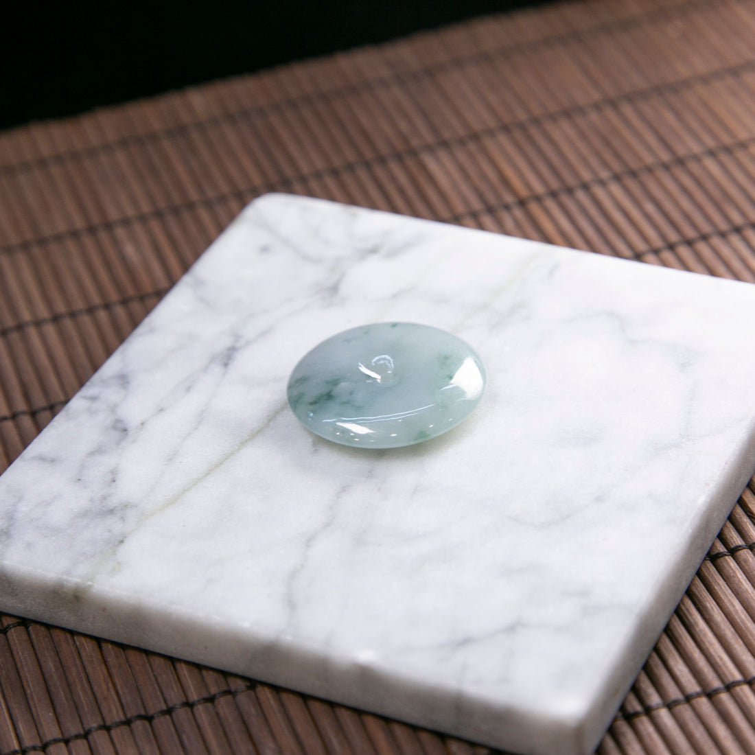 Natural Burmese Jade Blue Piao Hua Ping An Donut